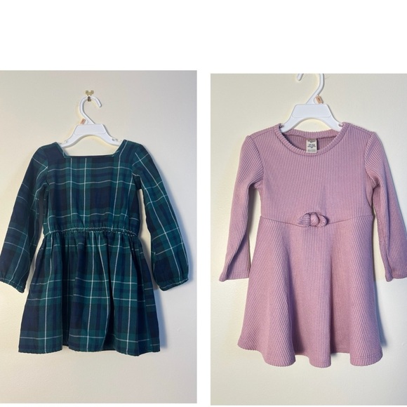2/$25‎ Osh Kosh TCP Girls Toddler Dress Green Plaid Old Rose Ribbed Knit 3T - Picture 1 of 16
